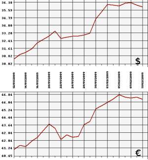 ЦБ РФ доллар, евро, 10.01.09 - 10.02.09