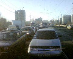 Пробка на Ленинградском мосту (С) foto.mail.ru