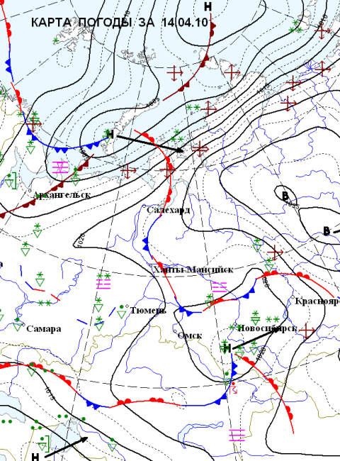 Синоптическая карта (С) omsk-meteo.ru Синоптическая карта (С) omsk-meteo.ru