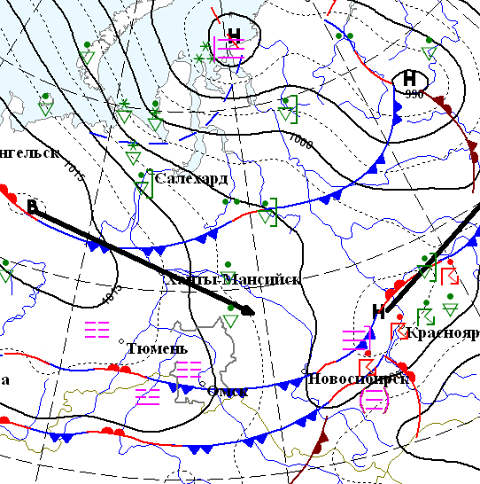 Карта погоды на 16 июня (С) omsk-meteo.ru