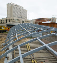 Строительство подземного перехода на пересечении улиц Красный Путь и Фрунзе в Омске