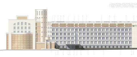 Цветовое решение фасада здания Омскстата