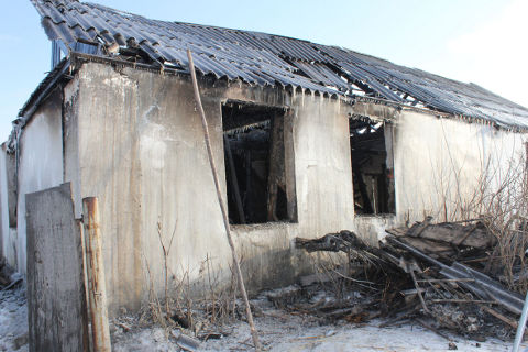 Пожар в Евгащено Большереченского района