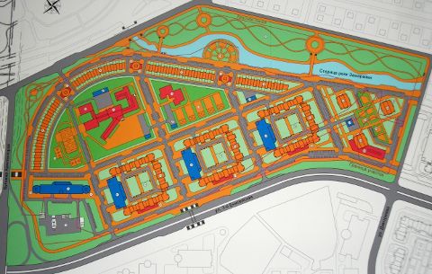 Эскиз застрйоки жилого квартала на Левобережье Омска