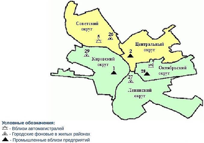 Карта загрязнений по округам Омска за ноябрь 2011 Карта загрязнений по округам Омска за ноябрь 2011