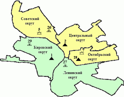 Карта загрязнения округов Омска