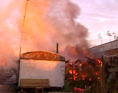 Пожар на складе в Омске