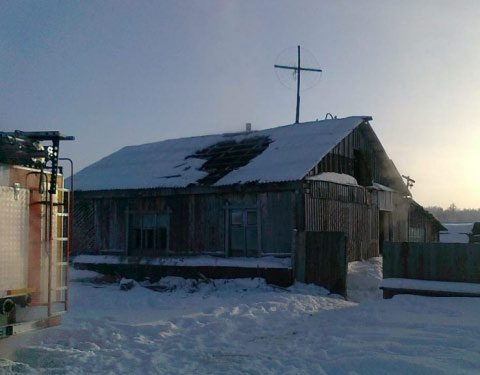 Пожар в Любинском районе Омской области 25.12.2012